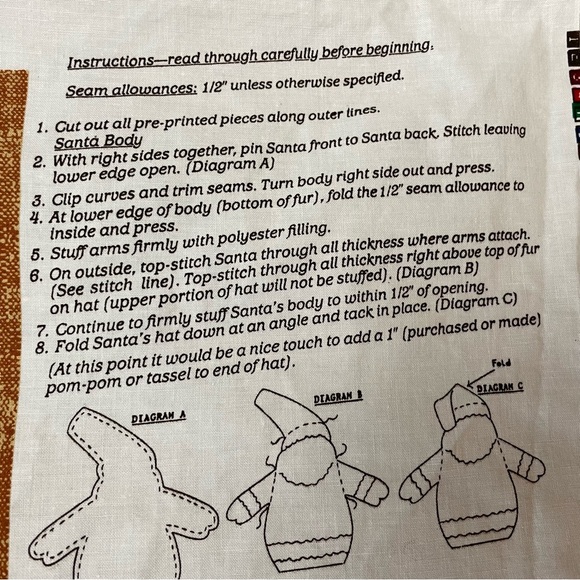 Vintage Santa Doll Cut and Sew Christmas Fabric Panel DIY Gift Sewing Craft #K12 - Picture 4 of 13